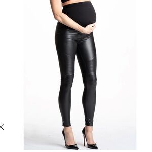 Rockstar Mamacita Moto Leather Maternity Leggings
